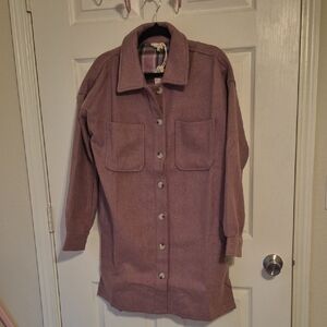 Mauve Button-Up Long Jacket